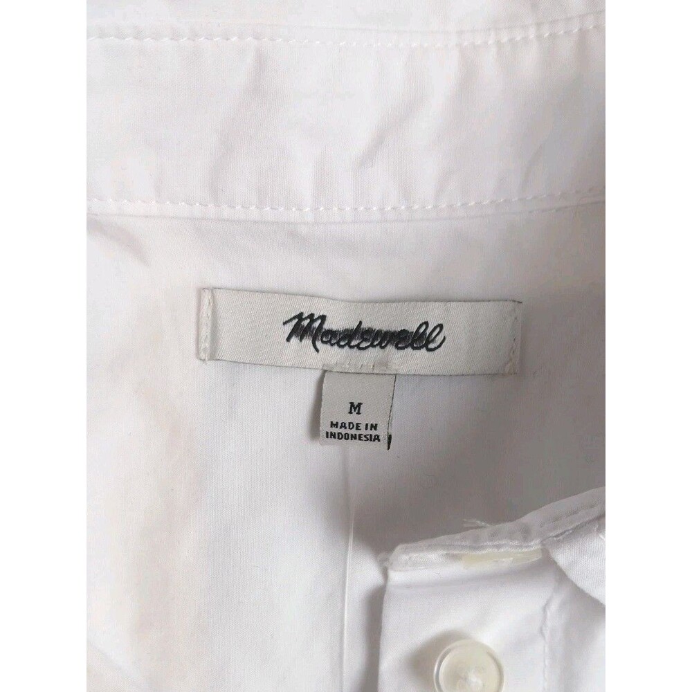 Madewell Women Medium White Straight Hem Top  Poplin Short Sleeve Cotton Relaxed - Picture 7 of 14